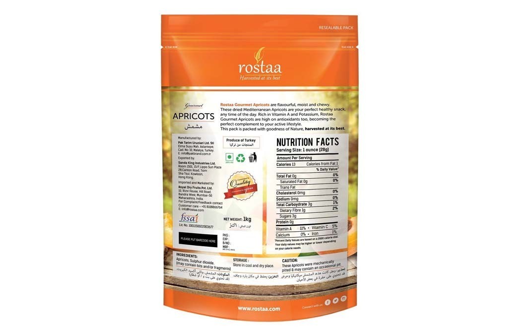 Rostaa Apricots    Pack  200 grams